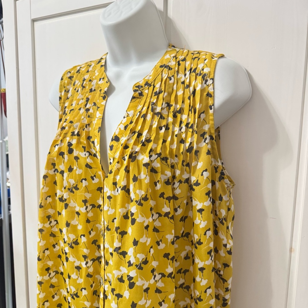 Anthropologie Sunday in Brooklyn Yellow Floral Sleeveless Top Medium - Picture 8 of 8
